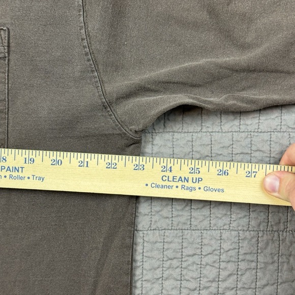 Carhartt Shirt Men Large Brown Faded Workwear Logo Distressed Long Sleeve - Picture 9 of 11